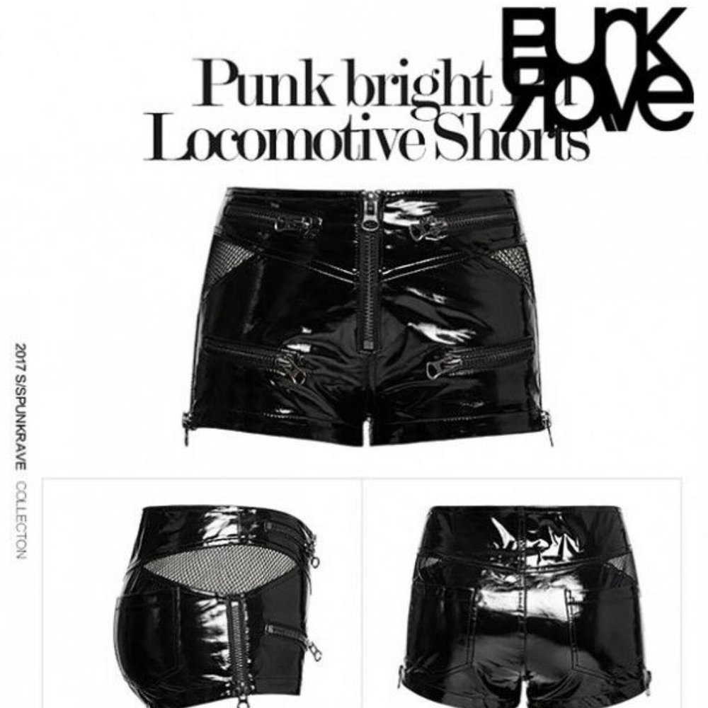 PUNKRAVE Large PVC Shorts